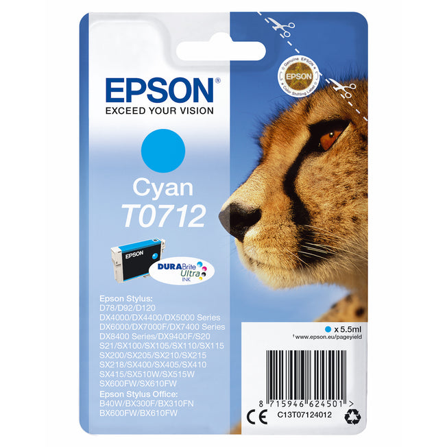 EPSON CART.INK-JET CIANO GHEPARDO SECURITY BLISTER T0712Attaccalaspina