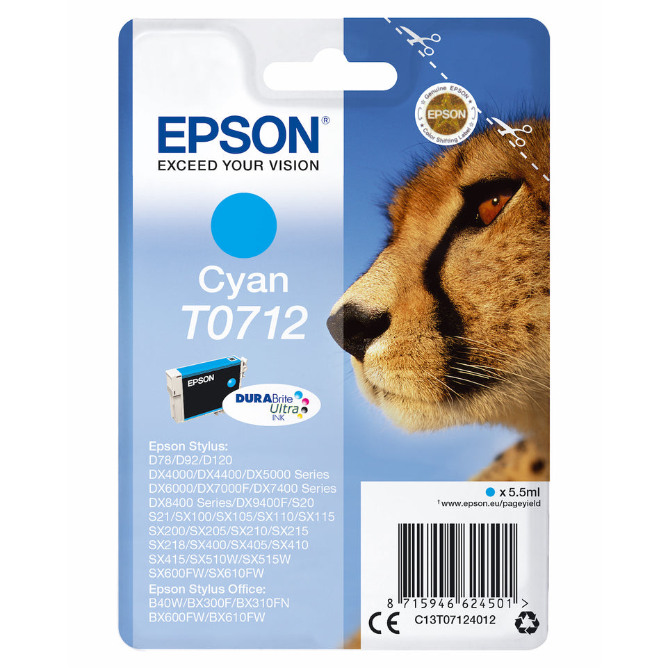 EPSON CART.INK-JET CIANO GHEPARDO SECURITY BLISTER T0712Attaccalaspina