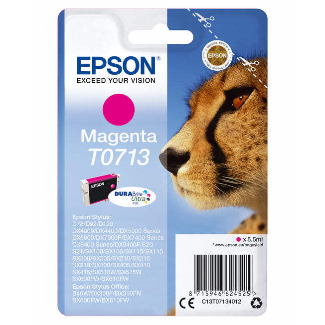 EPSON CART.INK-JET MAGENTA GHEPARDO SECUR.BLISTER T0713Attaccalaspina