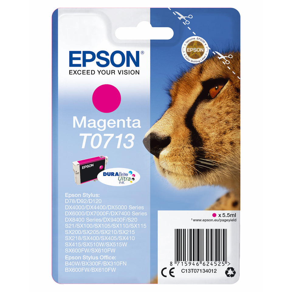 EPSON CART.INK-JET MAGENTA GHEPARDO SECUR.BLISTER T0713Attaccalaspina