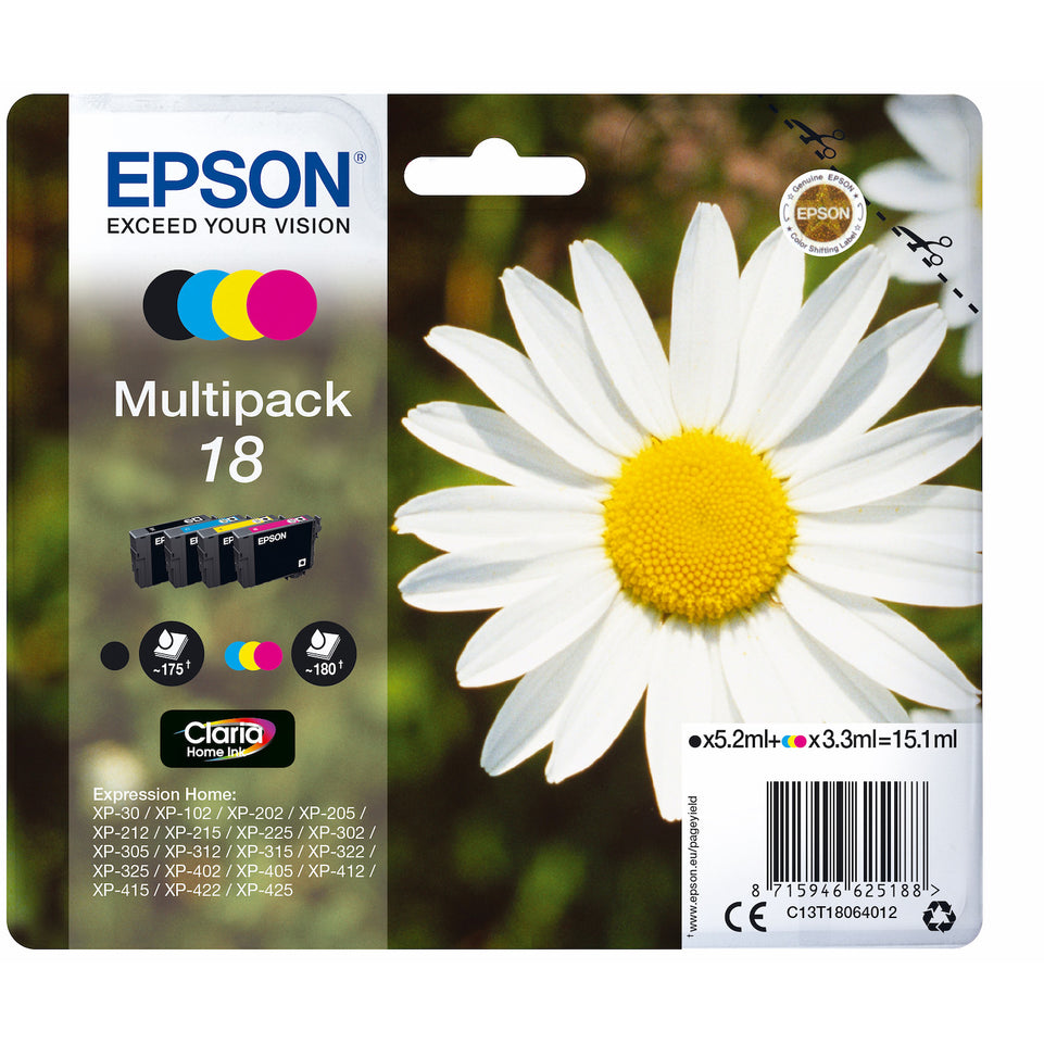 EPSON CART.INKJET MULTIPACK 4COL XP MARGHERITA BLI.T1806Attaccalaspina