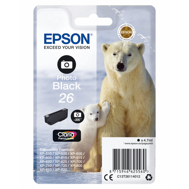 EPSON CART.INK-JET NERO-FOTO ORSO POLARE SEC.BLIST.T2611Attaccalaspina