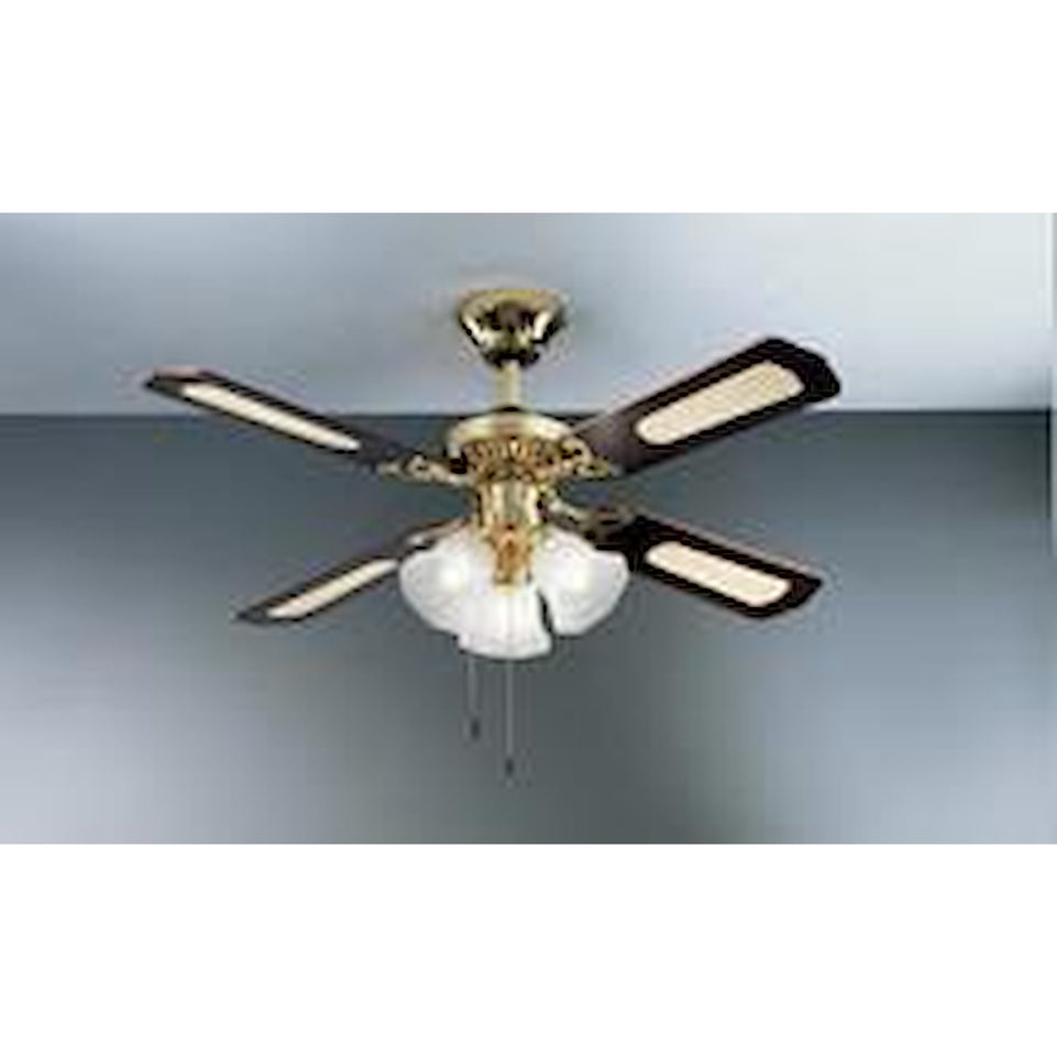 PERENZ VENT. SOFFITTO 105CM 4PALE 4LUCI OTTONE/LEGNOAttaccalaspina