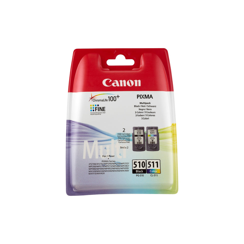 CANON CART.INK-JET NERO 9ML PG-510/+COLORE 9ML CL-511Attaccalaspina