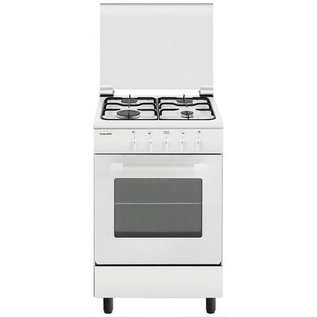 GLEM CUCINA 53CM 4F/GAS F.ELETT. CL.A C/GRILL BIANCOAttaccalaspina
