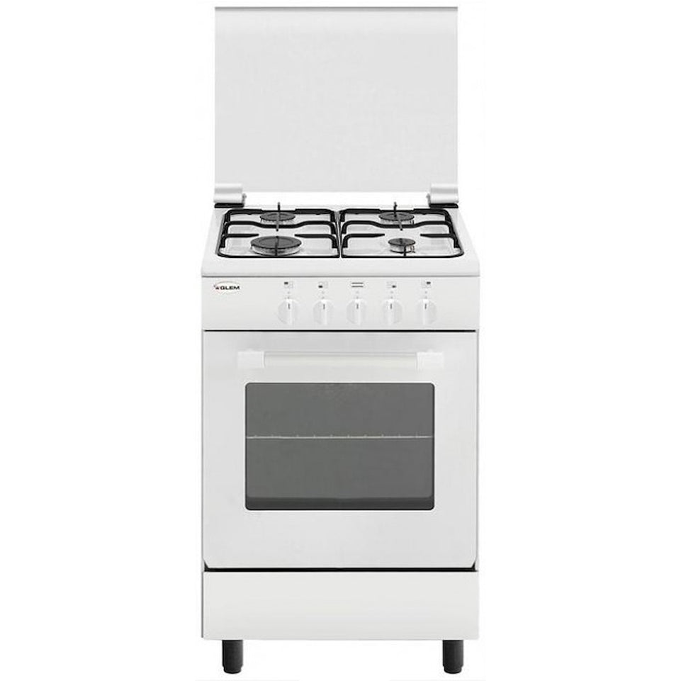 GLEM CUCINA 53CM 4F/GAS F.ELETT. CL.A C/GRILL BIANCOAttaccalaspina