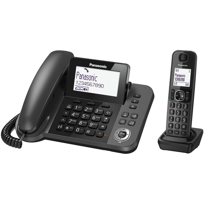 PANASONIC CORDLESS 1.8"+FISSO 3.4"2IN1 DECT V.VOCE 100NUM.BKAttaccalaspina