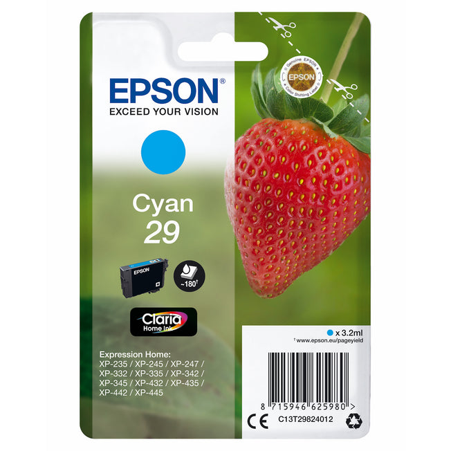 EPSON CART.INK-JET SERIE FRAGOLA CIANO CLARIA 180P.T2982Attaccalaspina