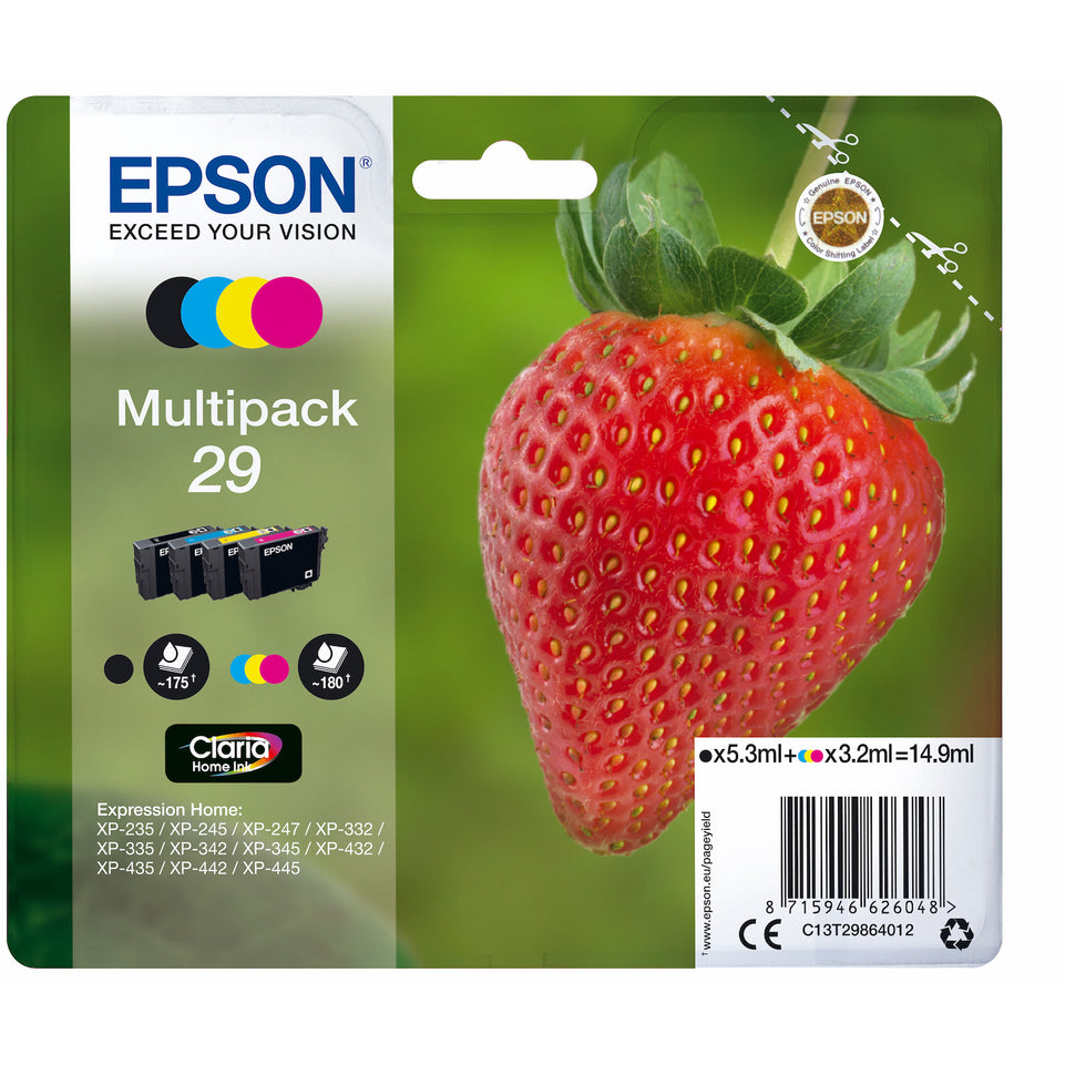 EPSON CART.INK-JET SERIE FRAGOLA MT.PACK CLARIA 4C T2986Attaccalaspina