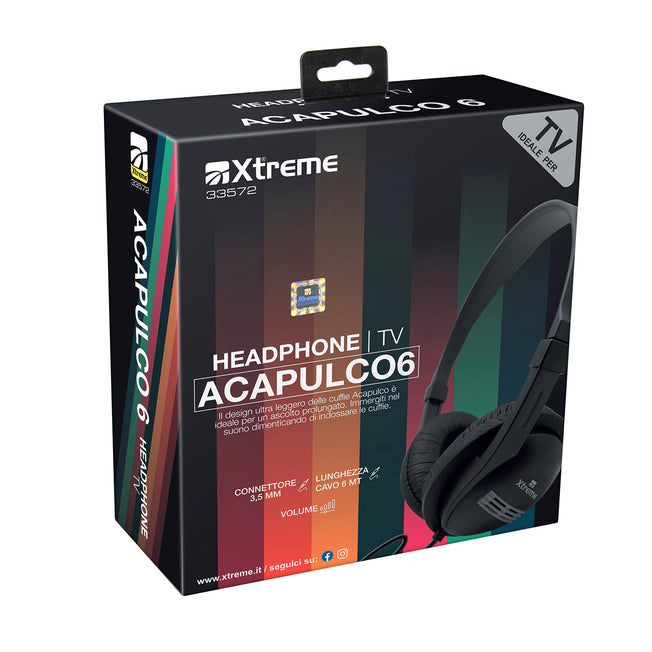 XTREME CUFFIA ARCH. LIGHT TV CAVO 6MT DRIVER 40MM NEROAttaccalaspina