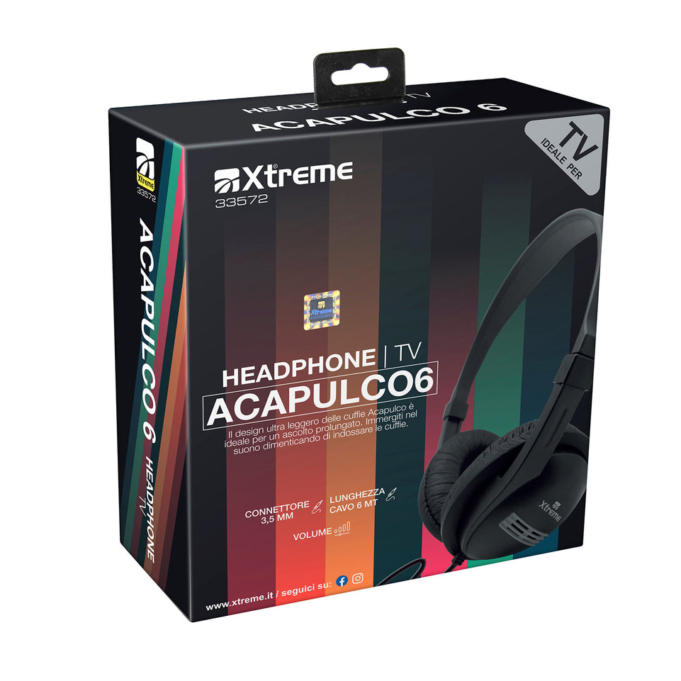 XTREME CUFFIA ARCH. LIGHT TV CAVO 6MT DRIVER 40MM NEROAttaccalaspina