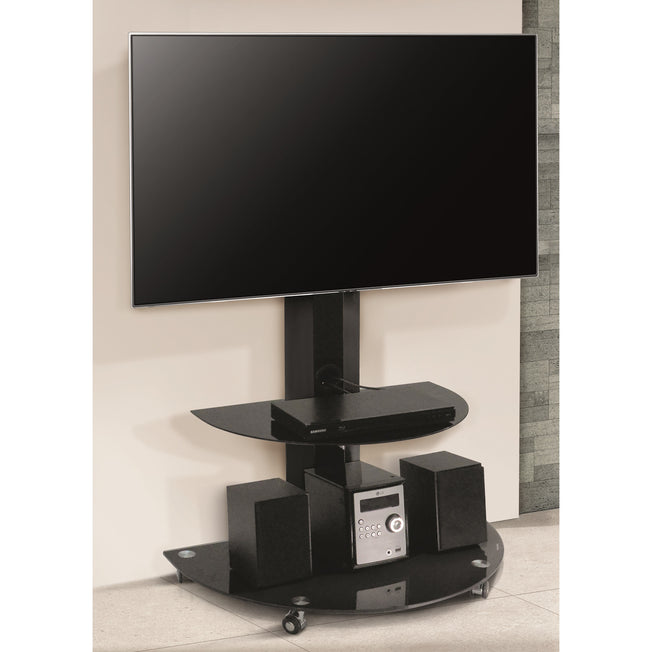 MUNARI MOBILE TV COLONNA 55" C/BASE+RIP.VETRO TEMP. NEROAttaccalaspina