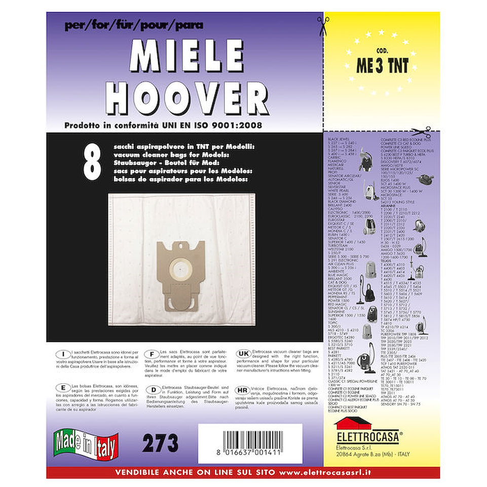 ELETTROCASA SACCO ASPIR. TNT X ASPIRAPOLVERI MIELE 8PZAttaccalaspina