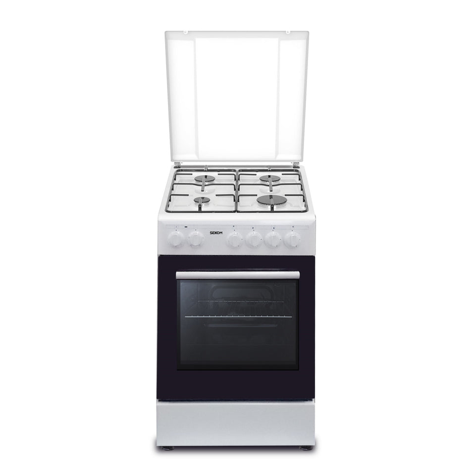 SEKOM CUCINA 50CM 4F/GAS F.ELETT.CL.A COP.SMALT. BIANCOAttaccalaspina