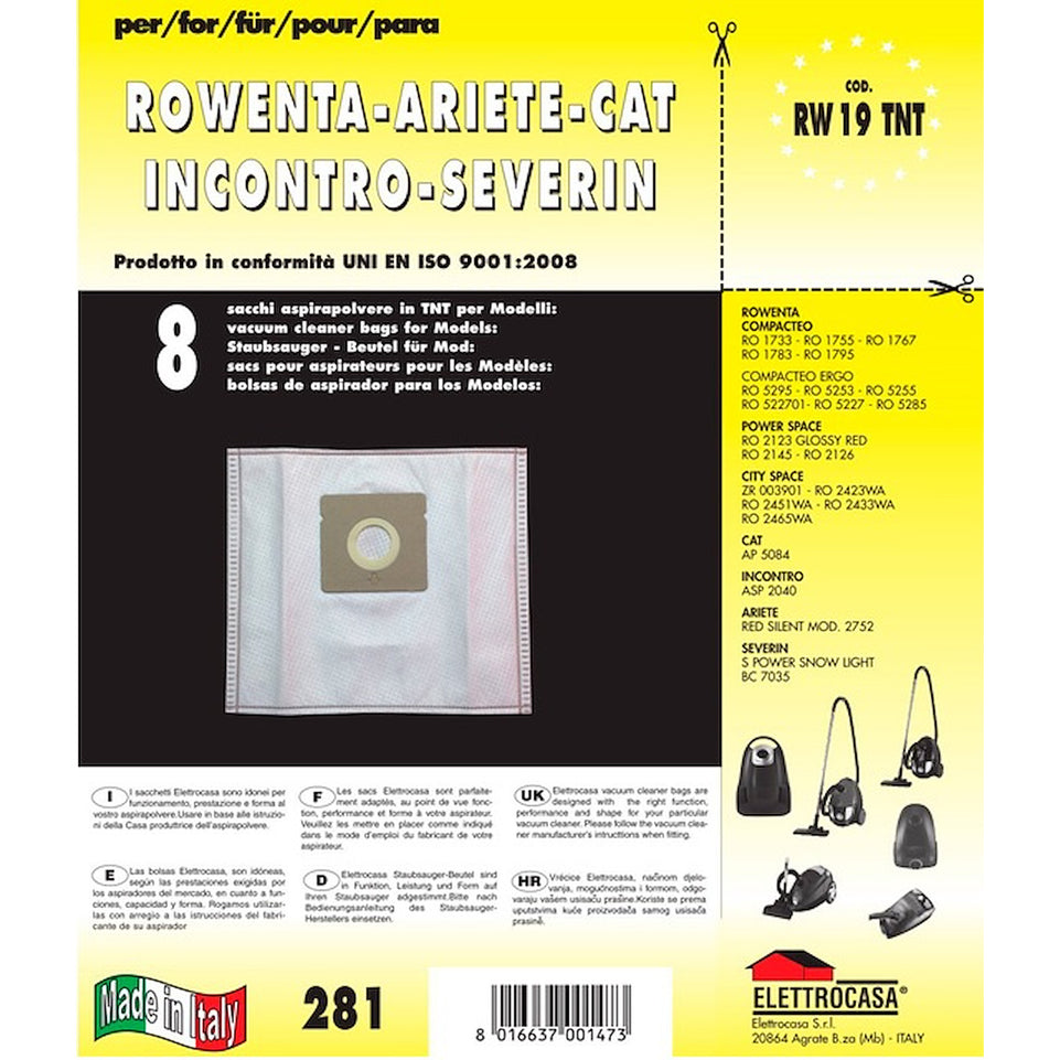 ELETTROCASA SACCHI TNT PER ASPIRAPOLVERE ROWENTA 8PZAttaccalaspina