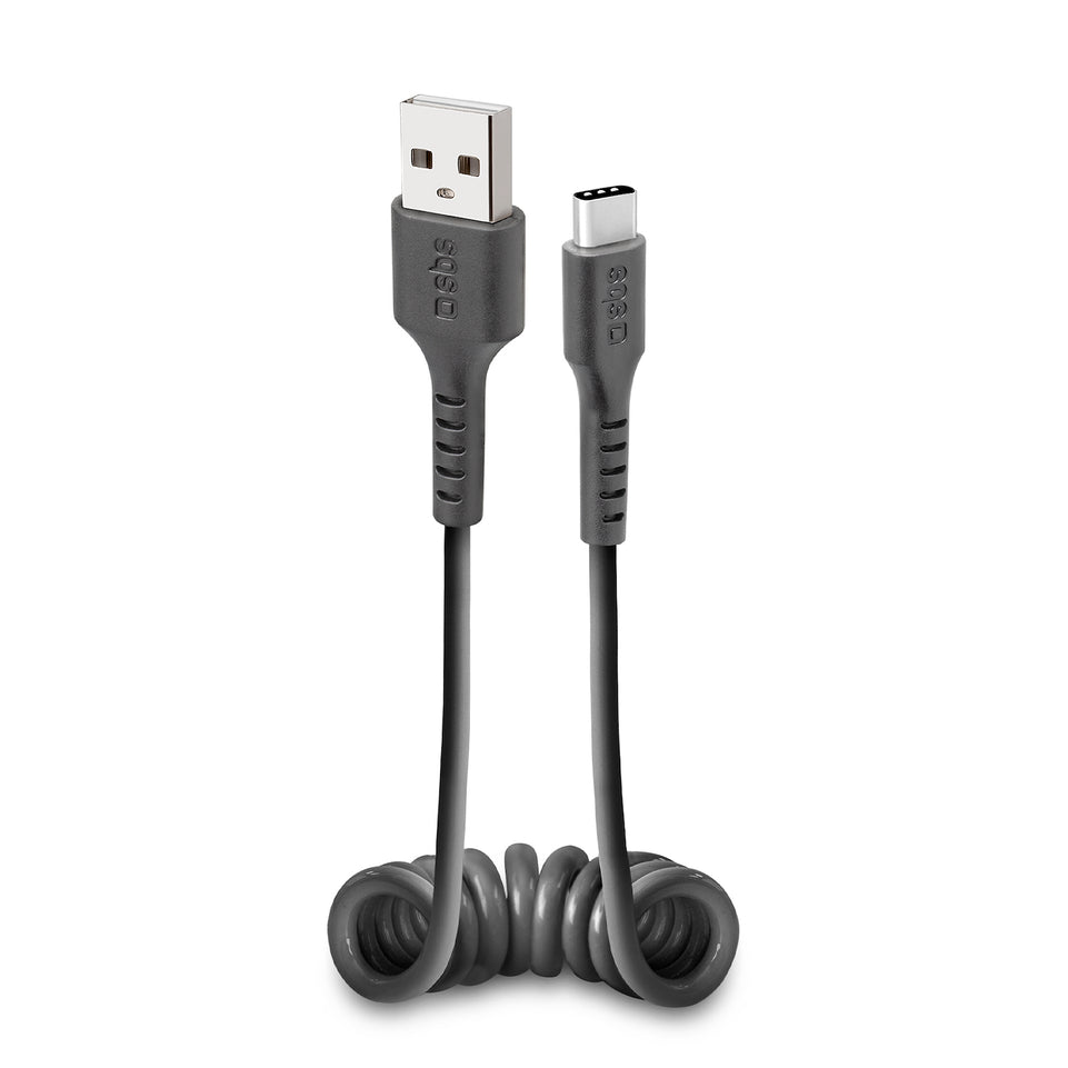 SBS CAVO DATI/RICARI.USB TYPE-C SPIRAL.DA 17 A 50CM BKAttaccalaspina