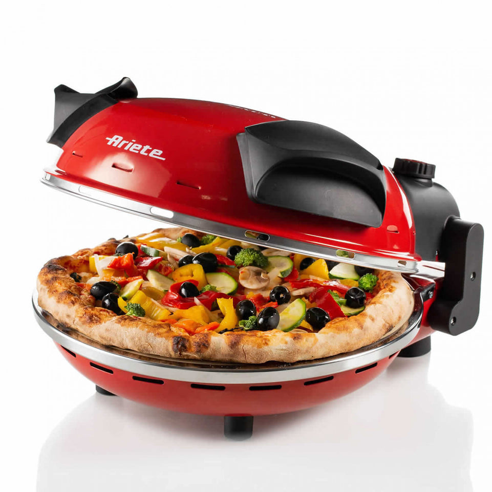 ARIETE FORNO PIZZA 1200W DIAM33CM MAX400GRADI TIMER ROSSOAttaccalaspina