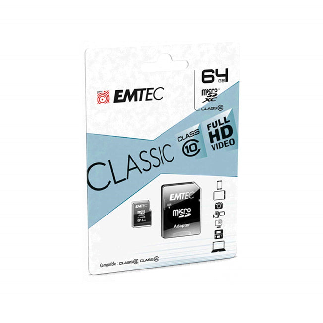 EMTEC MEM.MICRO SDXC 64GB CL.10 L.20MB/S S.12MBS CLASSICAttaccalaspina