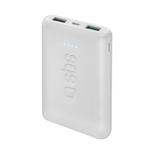 SBS POWER BANK 5000MAH 2USB LINEA POCKET BIANCOAttaccalaspina