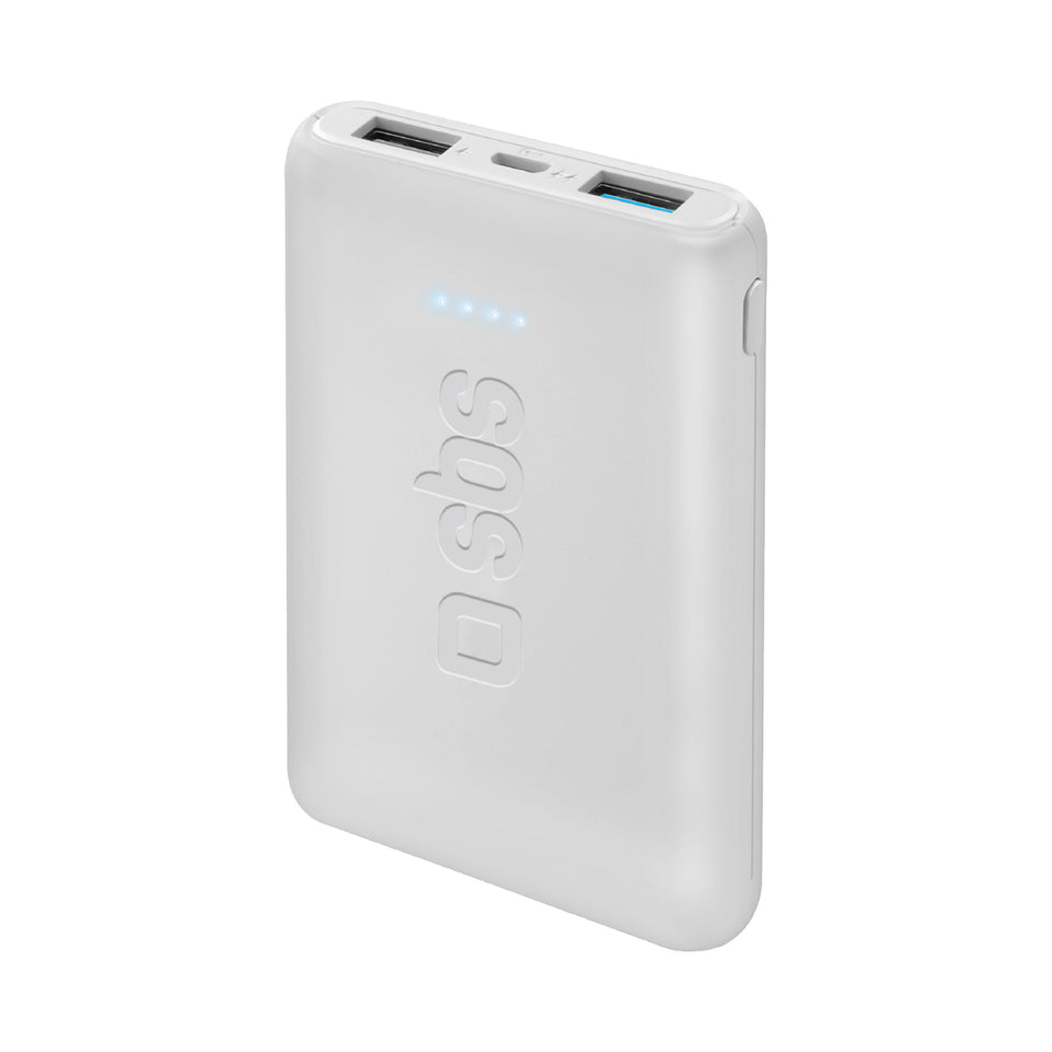 SBS POWER BANK 5000MAH 2USB LINEA POCKET BIANCOAttaccalaspina