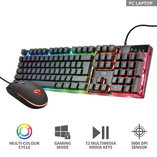 TRUST TASTIERA+MOUSE LED GXT 838 AZOR GAMING COMBOAttaccalaspina