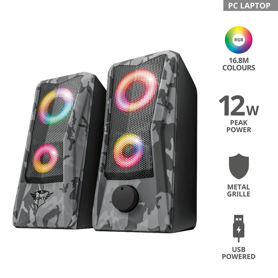 TRUST CASSE PC 2.0 12W ILL.LED RGB GXT606 JAVV GRIG/NEROAttaccalaspina
