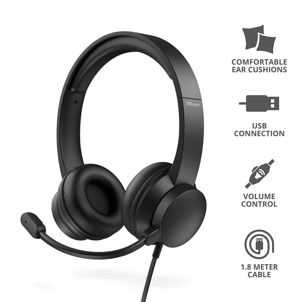 TRUST CUFFIA HEADSET USB RYDOAttaccalaspina