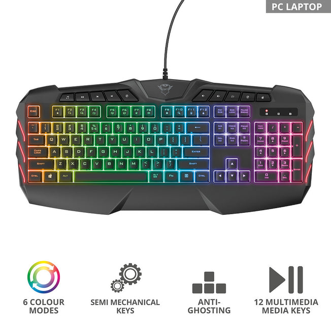 TRUST TASTIERA GAMING SEMI-MECC LED GXT881 ODYSS NEROAttaccalaspina