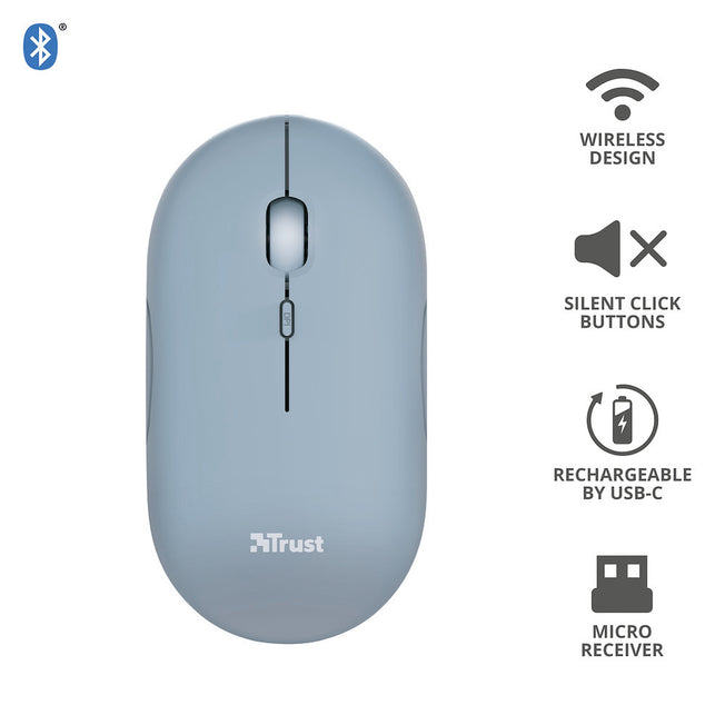 TRUST MOUSE WIRELESS RICARICABILE ULTRASOTTILE PUCK BLUAttaccalaspina