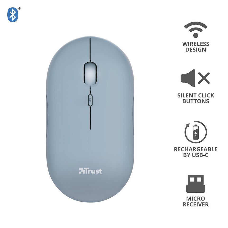 TRUST MOUSE WIRELESS RICARICABILE ULTRASOTTILE PUCK BLUAttaccalaspina