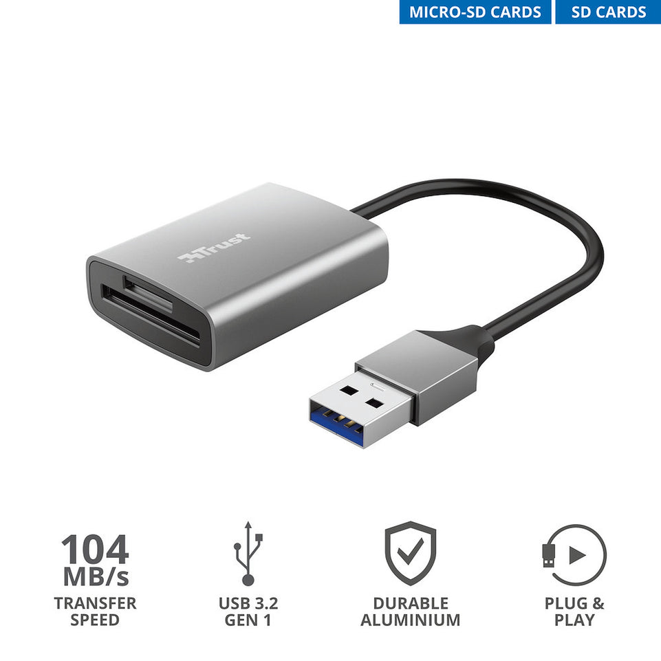 TRUST CARD READER USB3.2 MIC.SD/SDXC FINO 2TB DALYX FASTAttaccalaspina