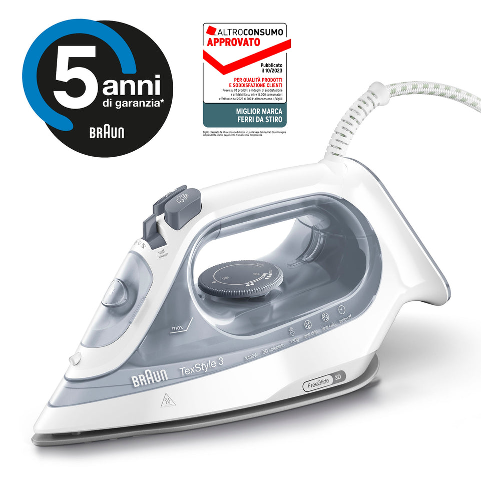 BRAUN FERRO VAPORE 2400W 270ML PIAST.CERAMICA GRIGIOAttaccalaspina