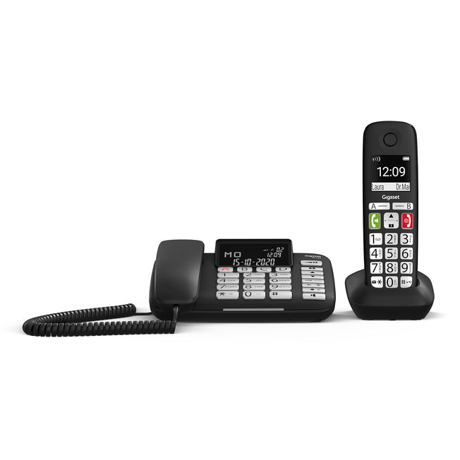 GIGASET TEL. C/FILO BLACK + CORDLESS 2" ECO DECT BLACKAttaccalaspina