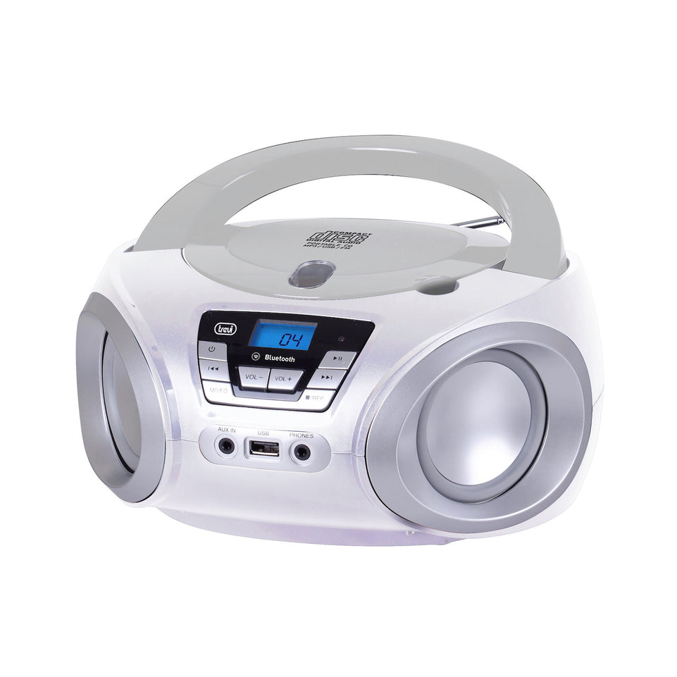 TREVI RADIO LETT.CD PORTATILE BT USB CMP544BT BIANCOAttaccalaspina