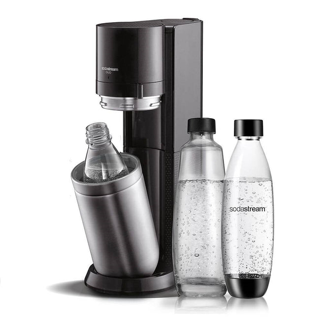 SODASTREAM GASATORE DUO BLACK+B.VETRO 1LT+B.PLAST.1LT+CILIND.Attaccalaspina