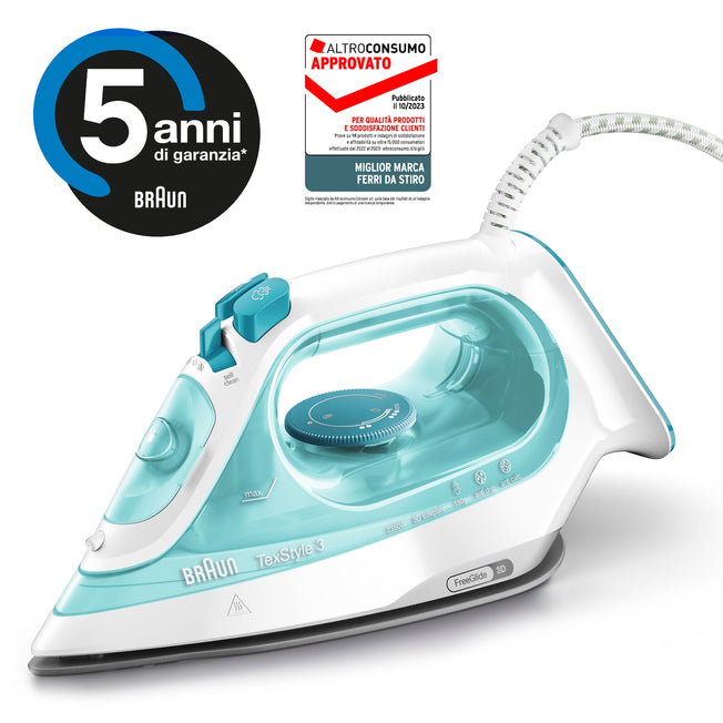 BRAUN FERRO VAPORE 2350W PIAST.SUPERCERAMICA BIA/VERDEAttaccalaspina