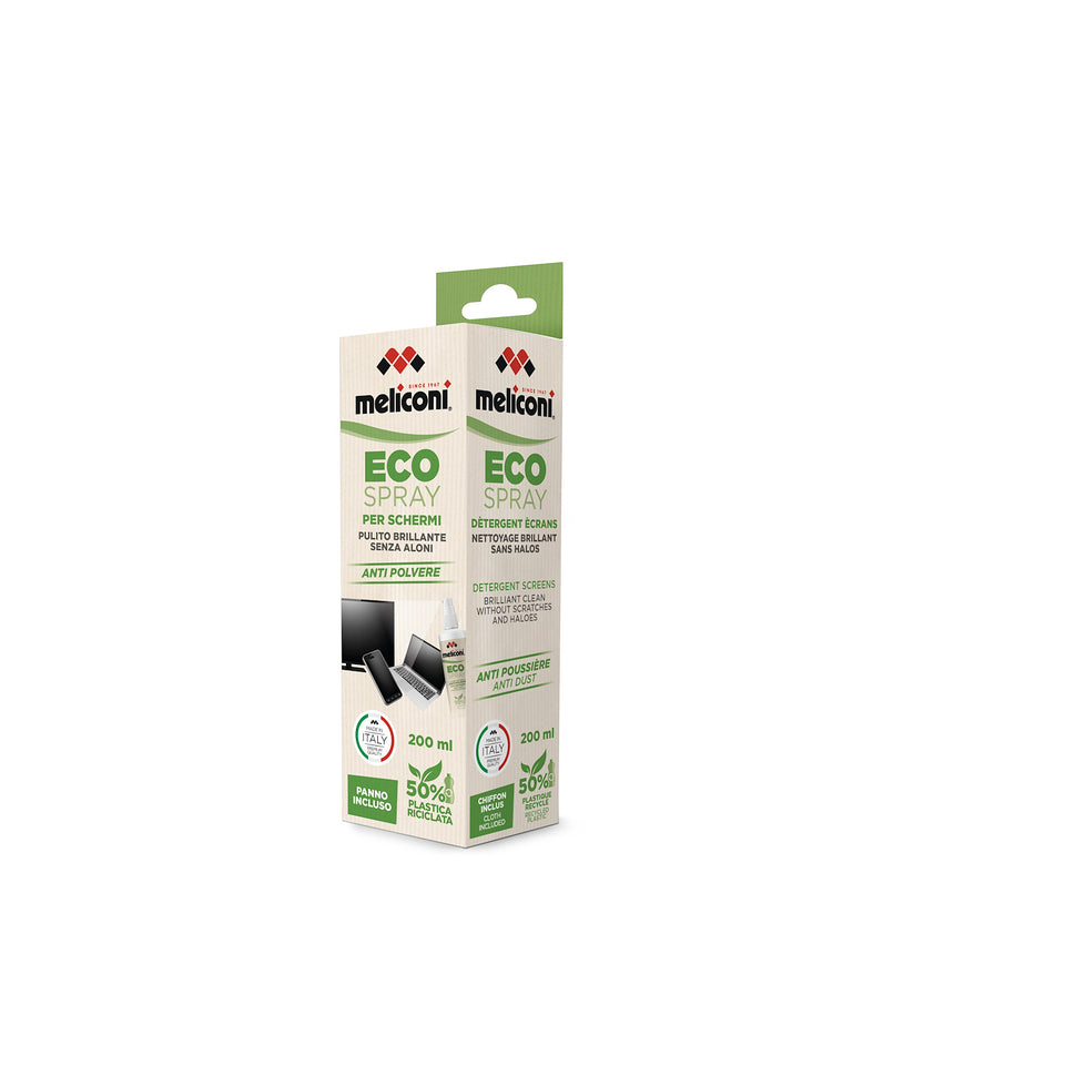 MELICONI ECO SPRAY 200ML + PANNO MICROFIBRA PER SCHERMIAttaccalaspina