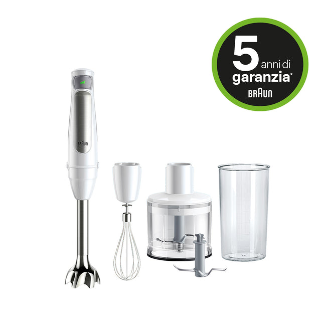 BRAUN MINIPIMER 1000W 0.6LT MULTIQUICK7 BIANCO+ACCESS.Attaccalaspina