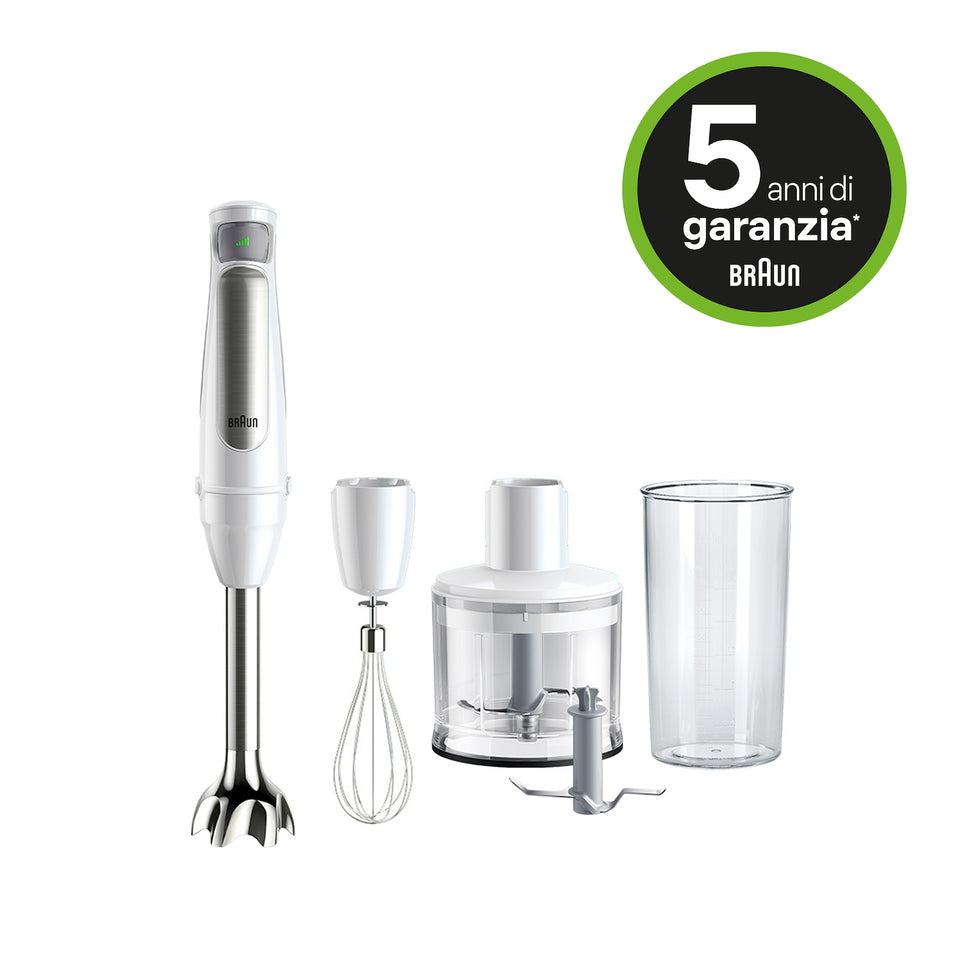 BRAUN MINIPIMER 1000W 0.6LT MULTIQUICK7 BIANCO+ACCESS.Attaccalaspina