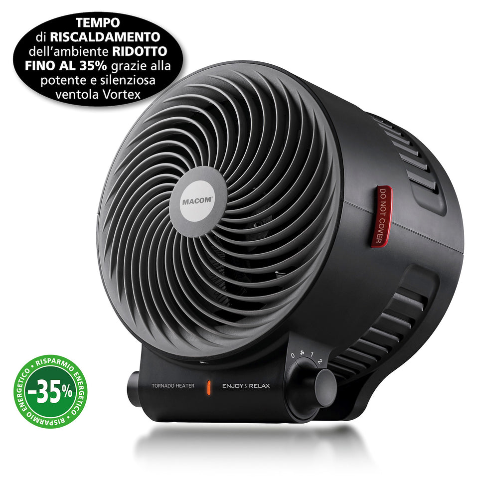MACOM TERMOVENT.BAGNO 2000W 2LIV.POT. TORNADO HEATER BLKAttaccalaspina