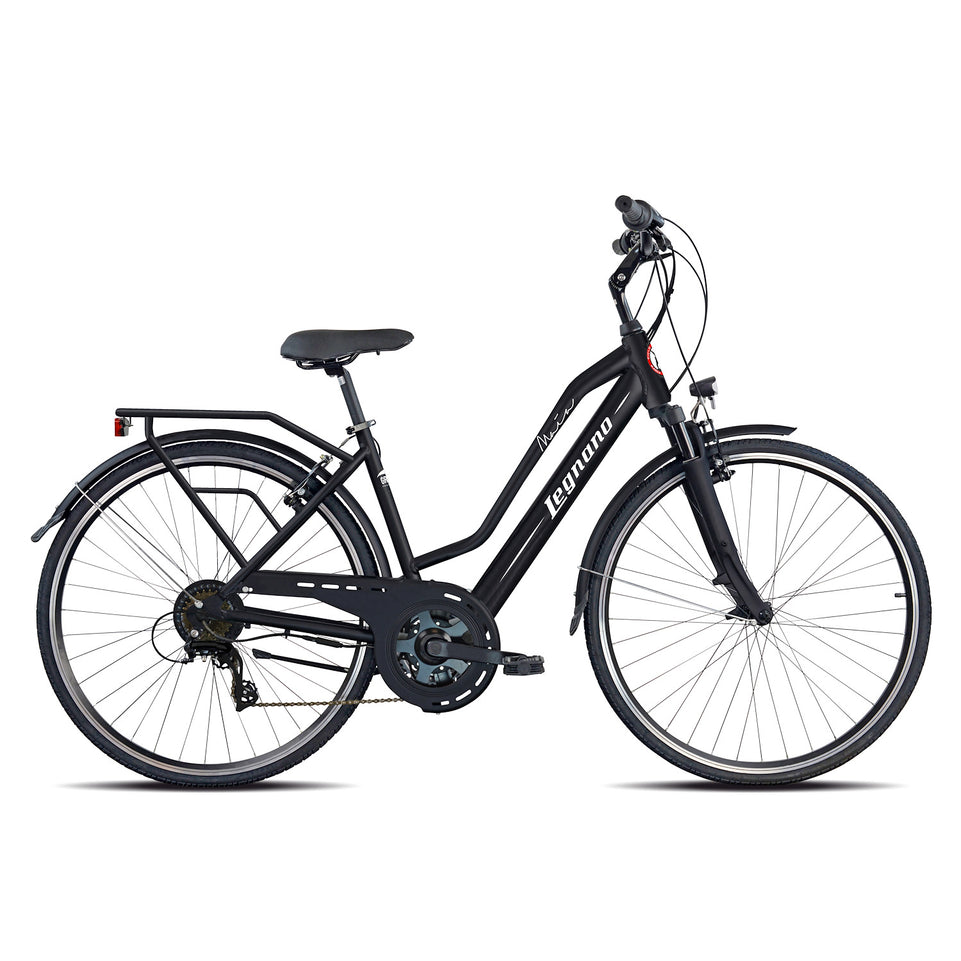 LEGNANO E-BIKE CITY 36V 7AH R.28" SLIM MAIA NERO/BIANCOAttaccalaspina
