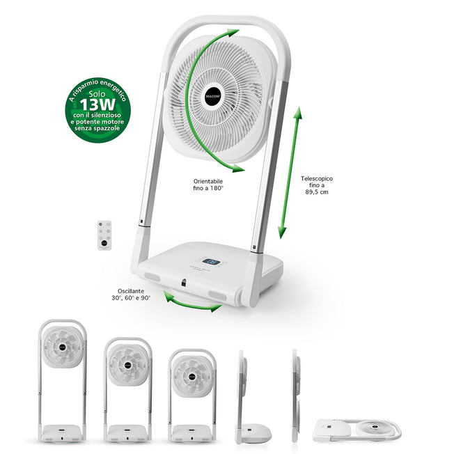 MACOM VENTILATORE PIANTANA PIEGHEVOLE 13W 9VEL. SLIMMY Attaccalaspina