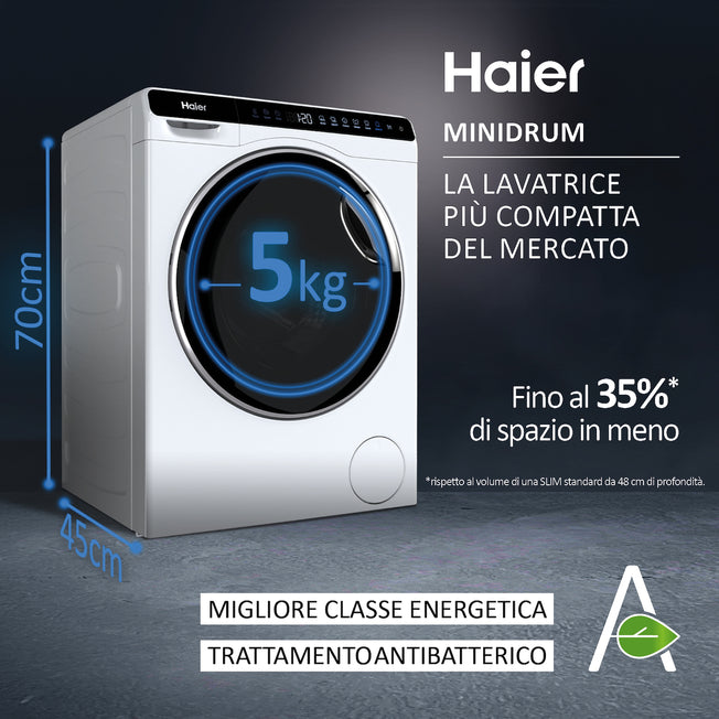 HAIER LAV.C/FRONT SLIM 45CM 5KG 1200G CE.A VAP INV WIFIAttaccalaspina
