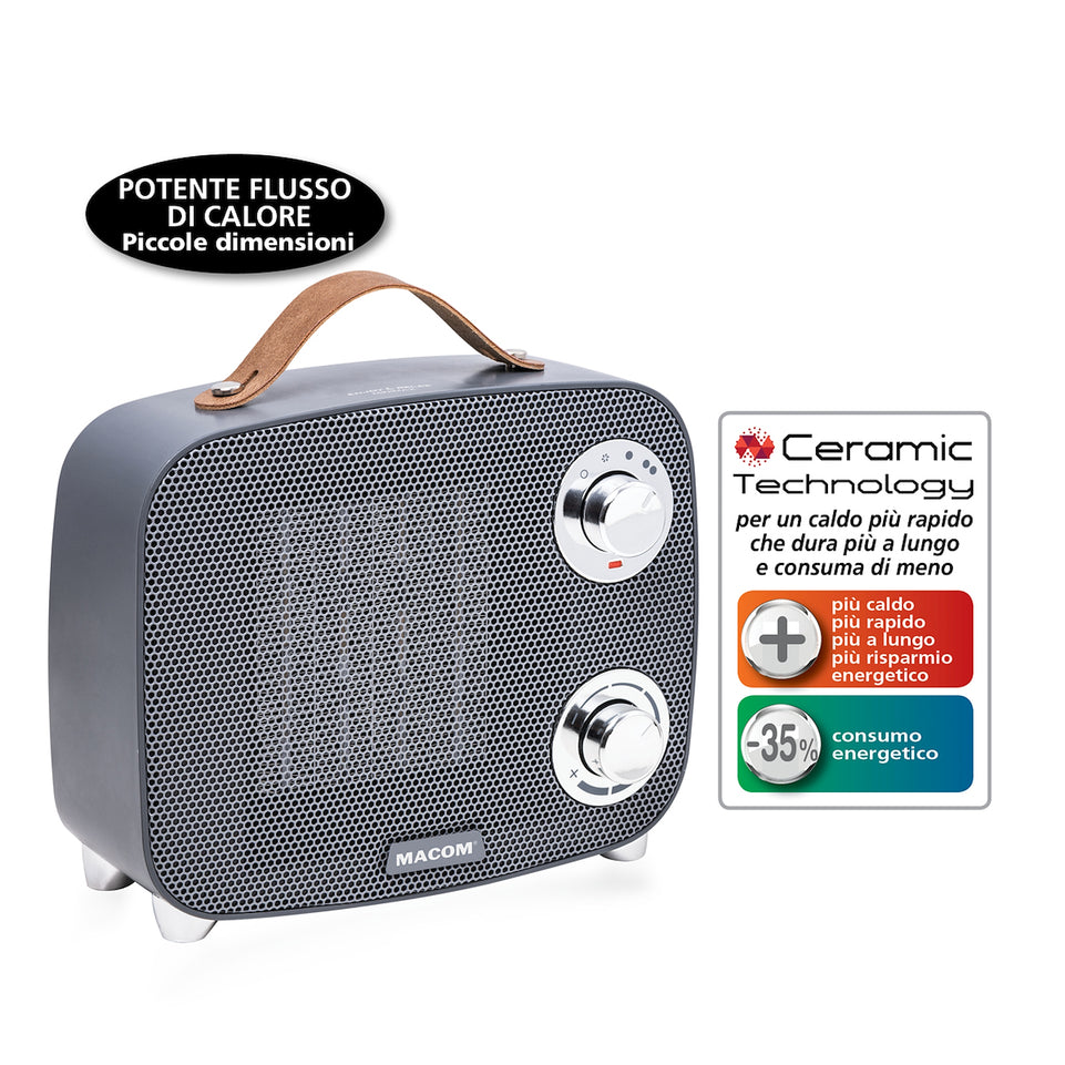 MACOM TERMOVENTILATORE CERAMICO 1500W C/TERMOST. MINIMAXAttaccalaspina