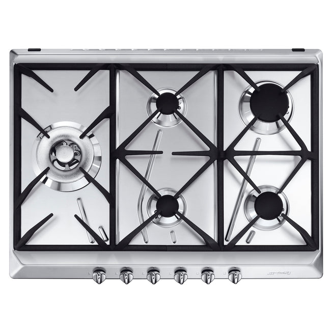 SMEG P.COTT.GAS 70CM 4+1DOPP.CORONA GRIGLIE GHISA INOXAttaccalaspina