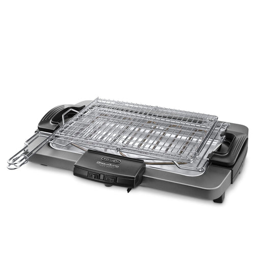 DE LONGHI BARBECUE 2450W 41X28CM GRIGLIA GIREVOLE INOXAttaccalaspina