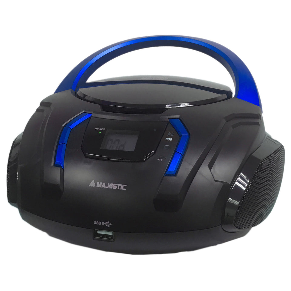 MAJESTIC LETT.CD MP3 INGRESSO USB E AUX BOOM BOX NERO BLUAttaccalaspina