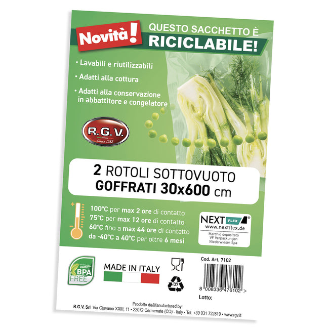 RGV  ROTOLO X ALIM. GOFFRATO RICICLABILE 30CMX6MT 2PZAttaccalaspina