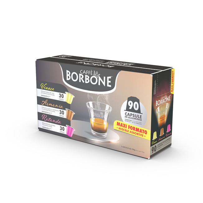 CAFFE' BORBONE CAPS CAFFE COMP.NESPRESSO ALLUMINIO MIX 90PZAttaccalaspina