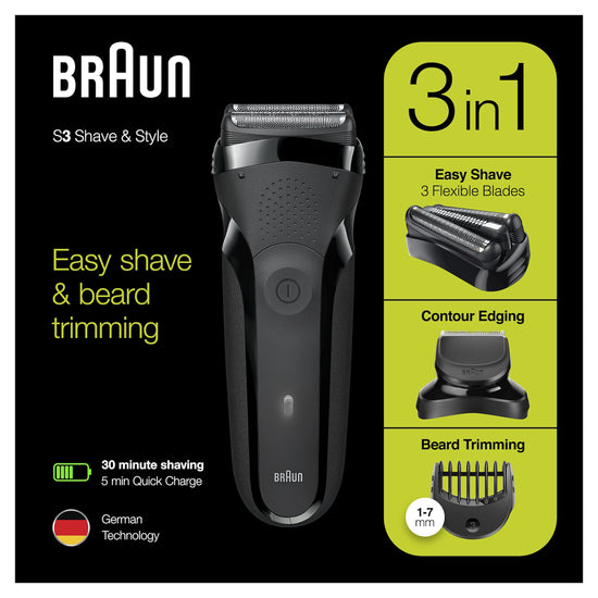 BRAUN RASOIO RIC.RETE 3IN1 3LAME AUT.30MIN 5PETTINI NEROAttaccalaspina